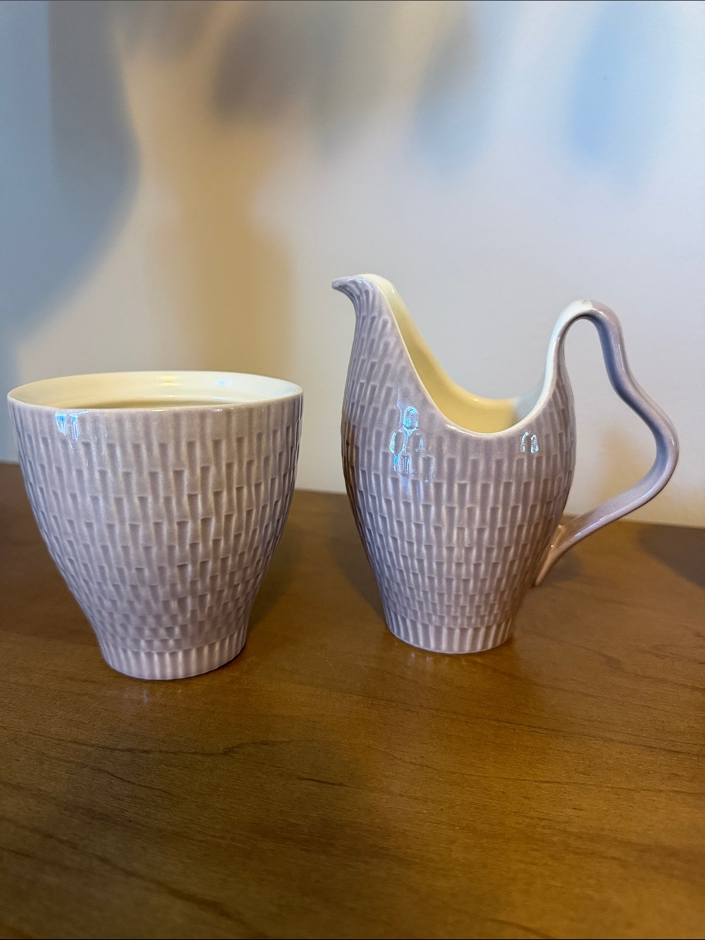 Vintage 1950 Red Wing Pottery Capistrano/Anniversary Creamer and Sugar Set